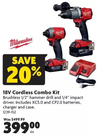 Home Hardware 18v cordless combo kit offer