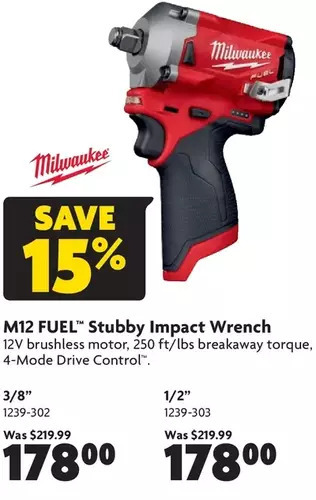 Home Hardware M12 fuel stubby impact wrench: 3/8" | 1/2" offer