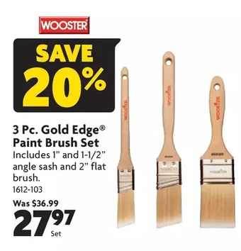 Home Hardware 3 pc. gold edge paint brush set offer