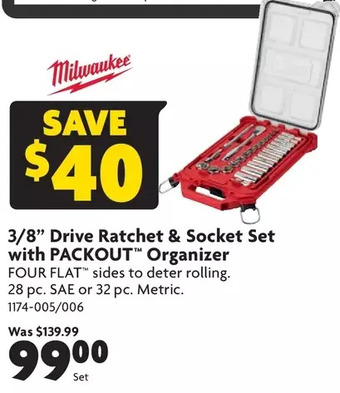 Home Hardware 3/8" drive ratchet & socket set with packout organizer offer