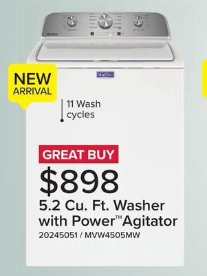 Leon's Maytag white top load washer with deep fill - (5.2 cu. ft.) - mvw4505mw offer