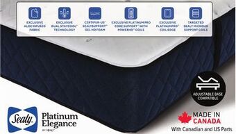 Leon's Sealy® platinum elegance crystal sky firm queen mattress offer