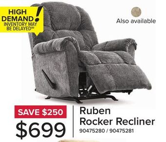 Leon's Ruben rocker recliner - charcoal offer