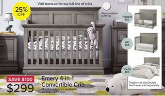 Leon's Emery convertible panel crib - white offer