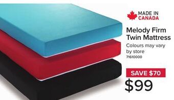 Leon's Melody cushion firm twin mattress - preselected colour offer