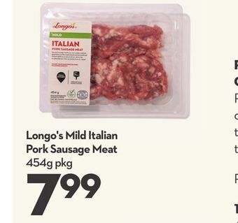 Longo's Longo's mild italian pork sausage meat offer