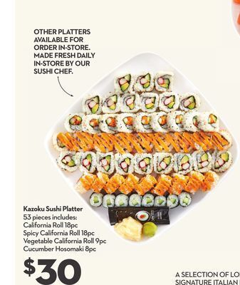 Longo's Kazoku sushi platter offer