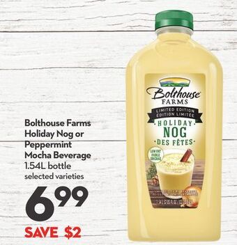 Longo's Bolthouse farms holiday nog or peppermint mocha beverage offer