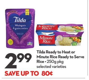 Longo's Tilda ready to heat or minute rice ready to serve rice offer