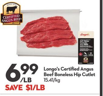 Longo's Longo's certified angus beef boneless hip cutlet offer