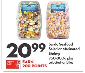 Longo's Sardo seafood salad or marinated shrimp offer