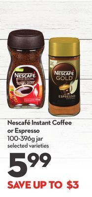 Longo's Nescafé instant coffee or espresso offer