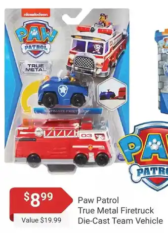 Samko & Miko Toy Warehouse Paw patrol true metal firetruck die-cast team vehicle offer