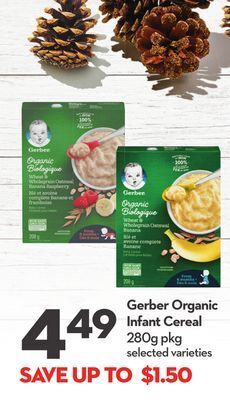 Longo's Gerber organic infant cereal offer