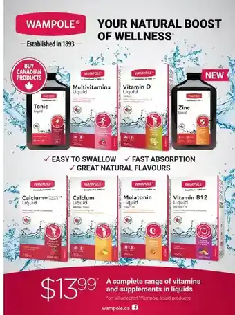 PharmaChoice Wampole complete range of vitamins and supplements in liquids offer