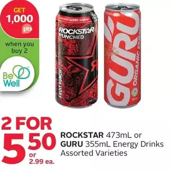 Rexall Rockstar or guru energy drinks offer