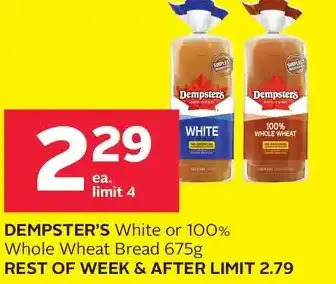 Rexall Dempster's white or 100% whole wheat bread offer