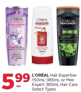 Rexall L'oréal hair expertise or men expert hair care offer