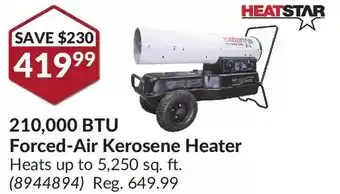 Princess Auto Heatstar 210,000 btu forced-air kerosene heater offer
