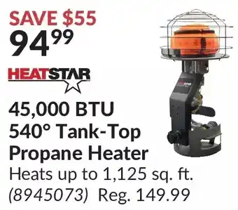 Princess Auto Heatstar 45,000 btu 540° tank-top propane heater offer