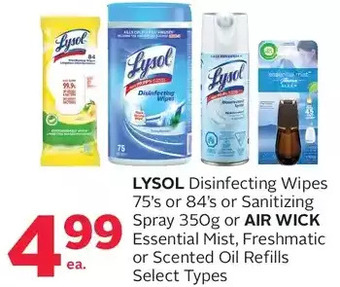 Rexall Lysol disinfecting wipes or sanitizing spray, or air wick essential mist, freshmatic or scented oil refills offer