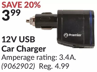 Princess Auto 12v usb car charger offer