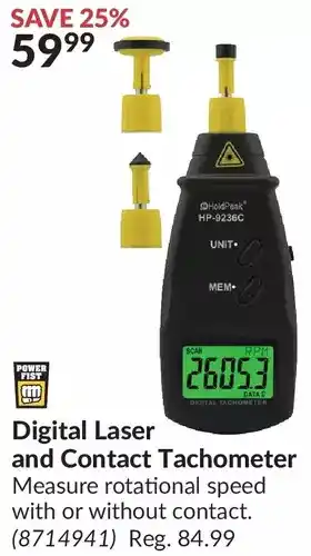 Princess Auto Power fist digital laser and contact tachometer offer