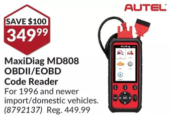 Princess Auto Autel maxidiag md808 obdii/eobd code reader offer