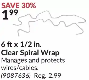 Princess Auto 6 ft x 1/2 in. clear spiral wrap offer
