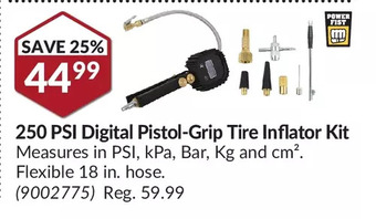 Princess Auto Power fist 250 psi digital pistol-grip tire inflator kit offer