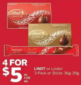 Rexall Lindt or lindor 3-pack or sticks offer