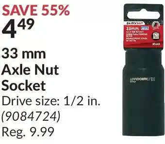 Princess Auto 33 mm axle nut socket offer