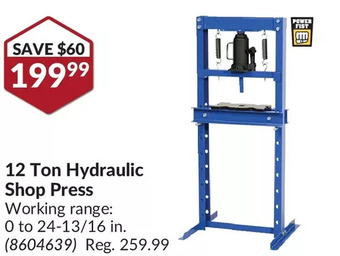 Princess Auto Power fist 12 ton hydraulic shop press offer
