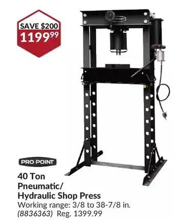 Princess Auto Pro.point 40 ton pneumatic/hydraulic shop press offer