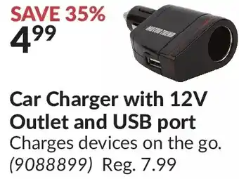 Princess Auto Car charger with 12v outlet and usb port offer