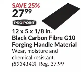 Princess Auto 12 x 5 x 1/8 in. black carbon fibre g10 forging handle material offer