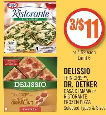 Shoppers Drug Mart Delissio thin crispy, dr. oetker casa di mama or ristorante frozen pizza offer
