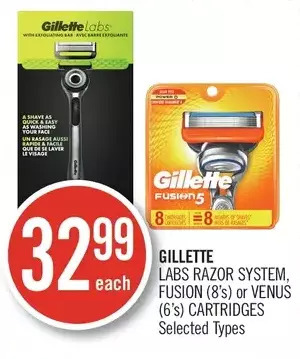 Shoppers Drug Mart Gillette labs razor system, fusion or venus cartridges offer