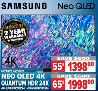 2001 Audio Video Samsung 55" neo qled 4k quantum hdr 24x tv | 65" offer