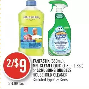 Shoppers Drug Mart Fantastik, mr. clean liquid or scrubbing bubbles household cleaner offer