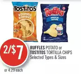 Shoppers Drug Mart Ruffles potato or tostitos tortilla chips offer