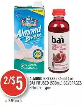 Shoppers Drug Mart Almond breeze or bai infused beverages offer