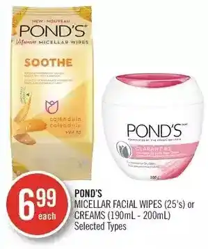 Shoppers Drug Mart Pond's micellar facial wipes or creams offer