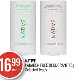 Shoppers Drug Mart Native paraben free deodorant offer