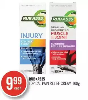 Shoppers Drug Mart Rub.a535 topical pain relief cream offer