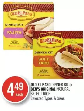 Shoppers Drug Mart Old el paso dinner kit or ben's original natural select rice offer