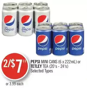 Shoppers Drug Mart Pepsi mini cans or tetley tea offer