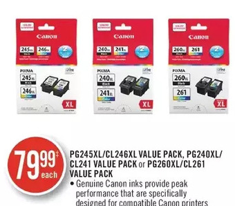 Shoppers Drug Mart Pg245xl/cl246xl value pack, pg240xl/cl241 value pack or pg260xl/cl261 value pack offer