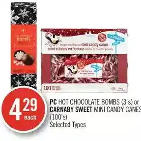 Shoppers Drug Mart Pc hot chocolate bombs or carnaby sweet mini candy canes offer
