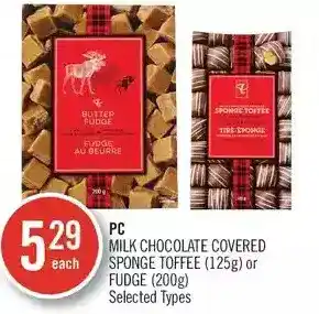 Shoppers Drug Mart Pc milk chocolate covered sponge toffee or fudge offer